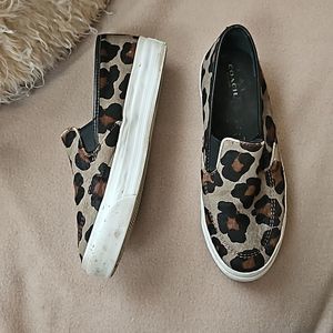 Coach animal print ponyhair "Maggie" slip on sneakers / slide